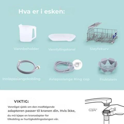 Mini oppvaskmaskin for benkeplate