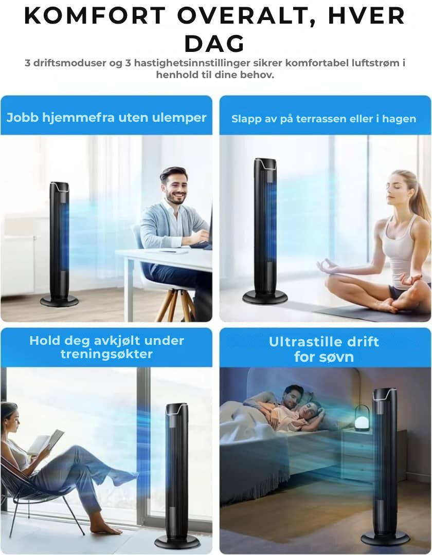 Midea - Smal søylevifte med fjernkontroll