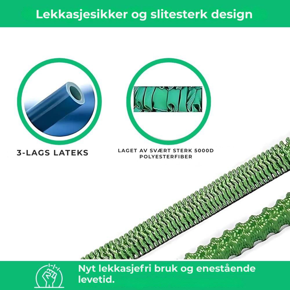 Aquaflex|Uttrekkbar hageslange|8 høytrykkssprøytemoduser