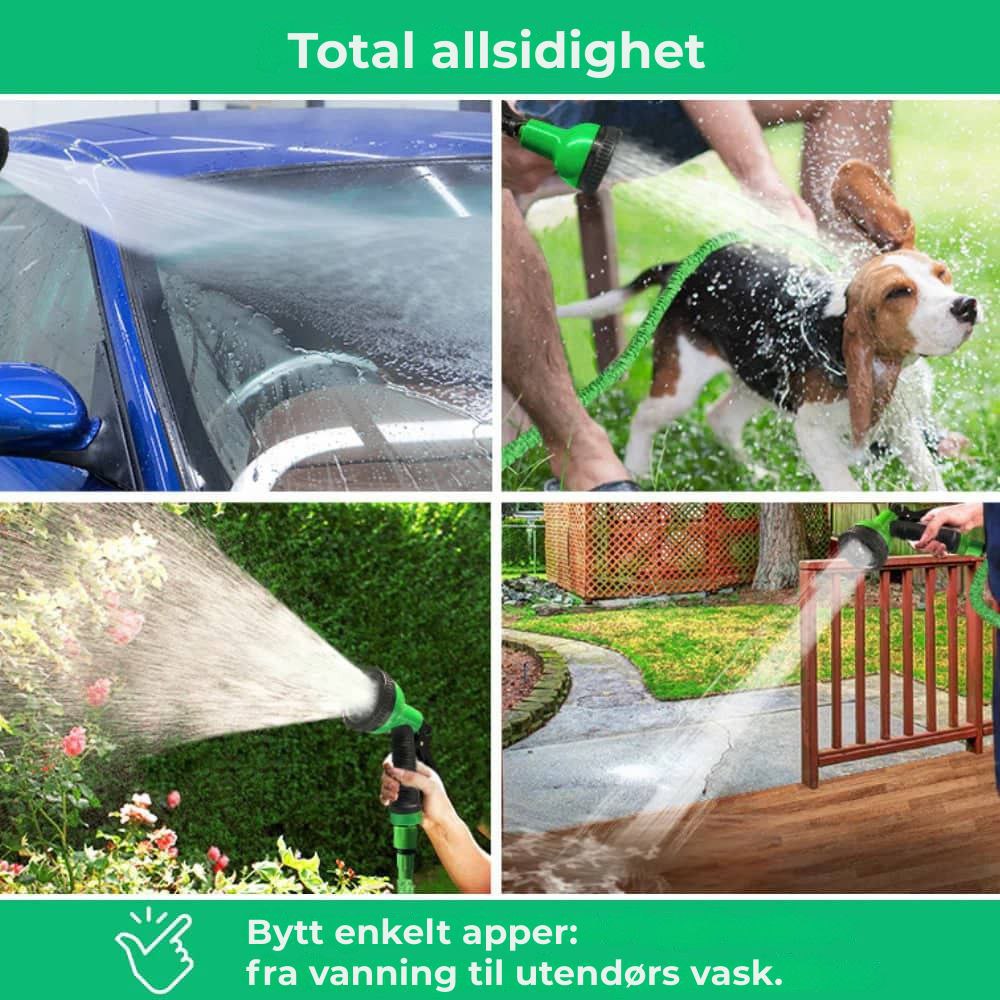 Aquaflex|Uttrekkbar hageslange|8 høytrykkssprøytemoduser