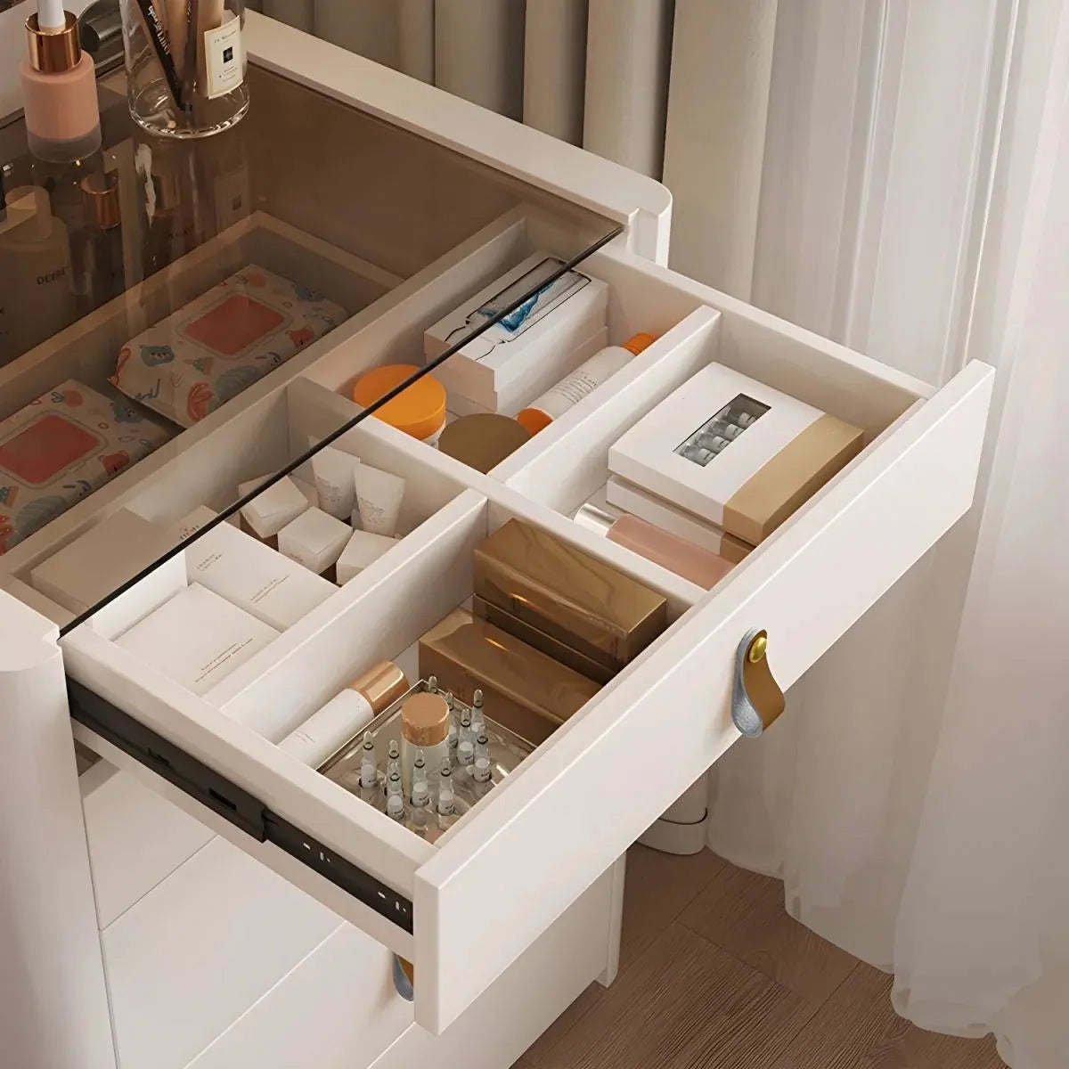 Ivory - Foldable Mirror Makeup Table