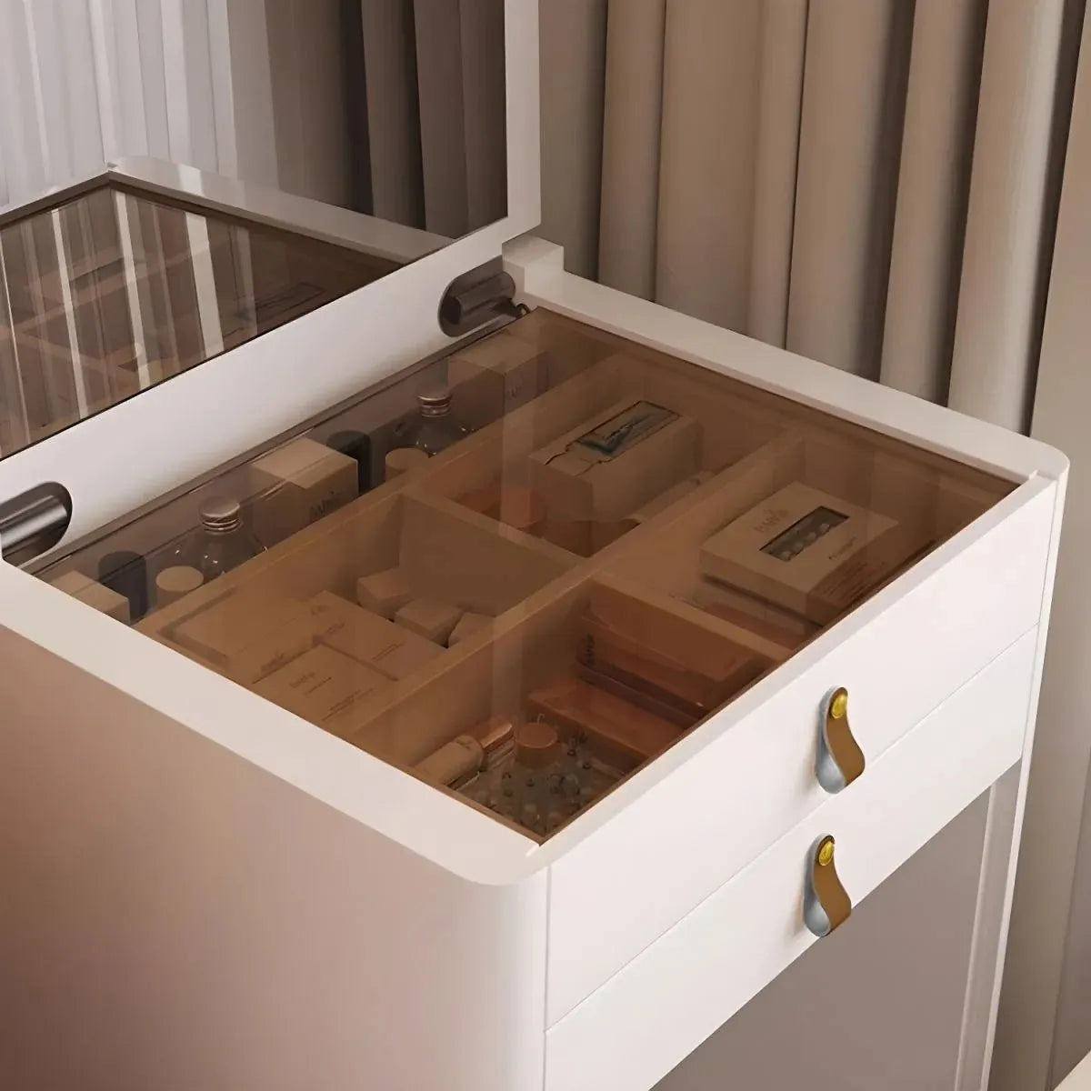 Ivory - Foldable Mirror Makeup Table