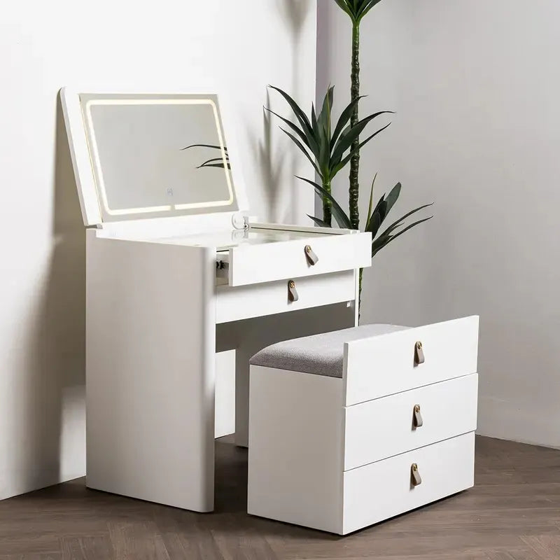 Ivory - Foldable Mirror Makeup Table