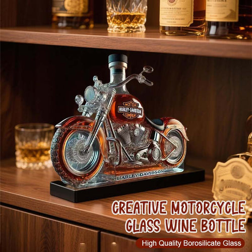 Creative glass wine bottle for motorcycles