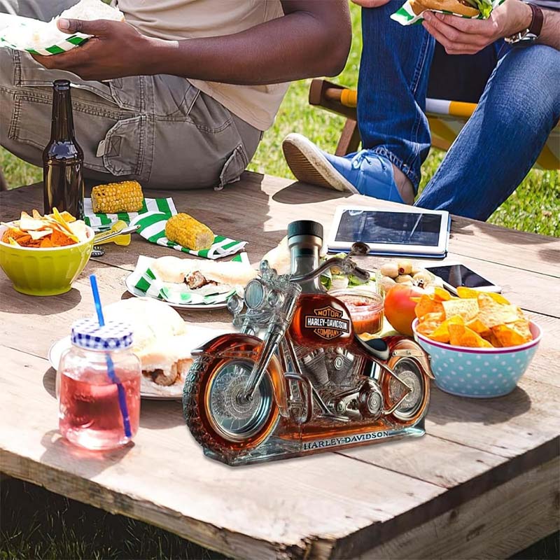 Creative glass wine bottle for motorcycles