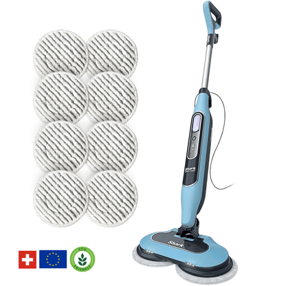 Shark® damp- og skuremopp – alt-i-ett med LED, XL-tank og 8 pads