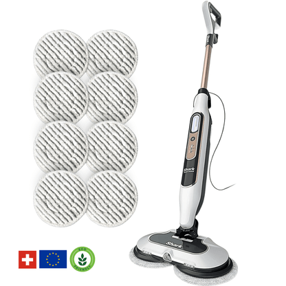 Shark® damp- og skuremopp – alt-i-ett med LED, XL-tank og 8 pads