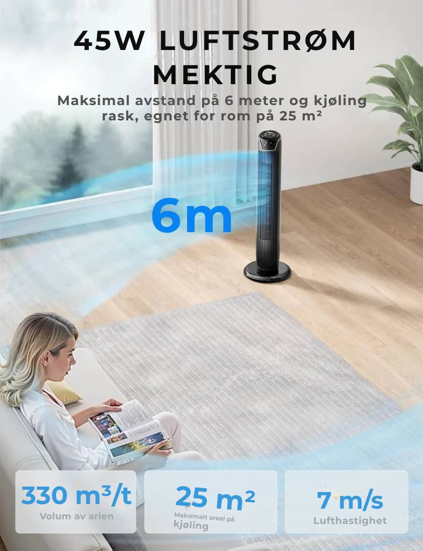 Midea - Smal søylevifte med fjernkontroll