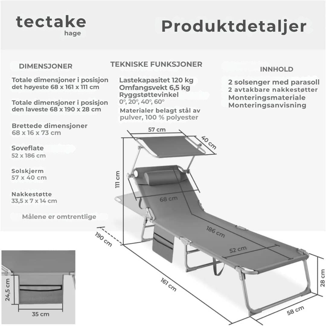 Sett med 2 liggestoler