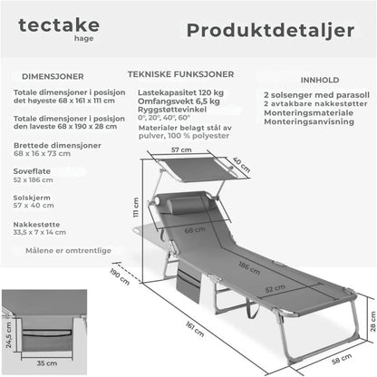 Sett med 2 liggestoler