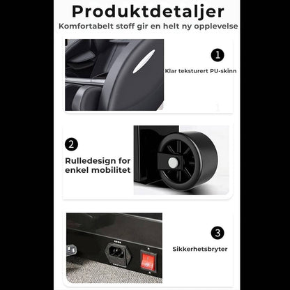 Massasjestol A5 – Varmeterapi, AI-styring, Zero Gravity og berøringsskjerm