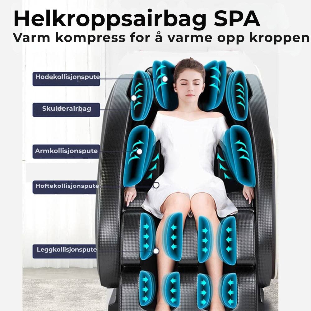 Massasjestol A5 – Varmeterapi, AI-styring, Zero Gravity og berøringsskjerm