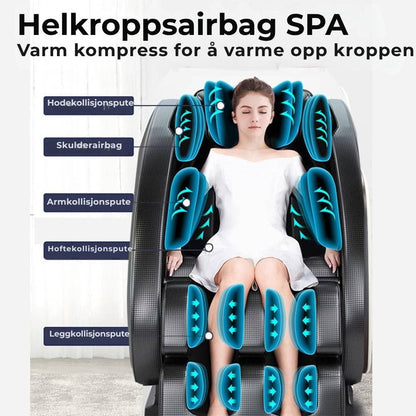 Massasjestol A5 – Varmeterapi, AI-styring, Zero Gravity og berøringsskjerm