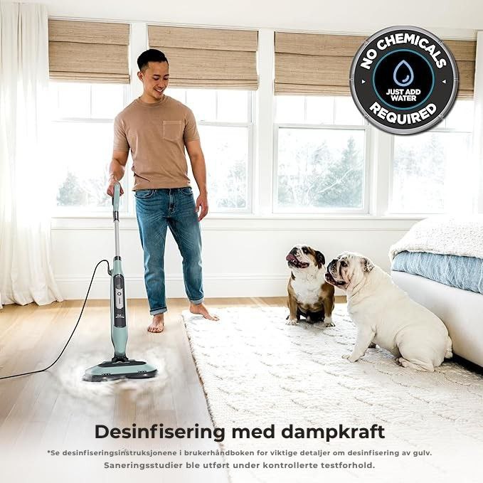 Shark® damp- og skuremopp – alt-i-ett med LED, XL-tank og 8 pads