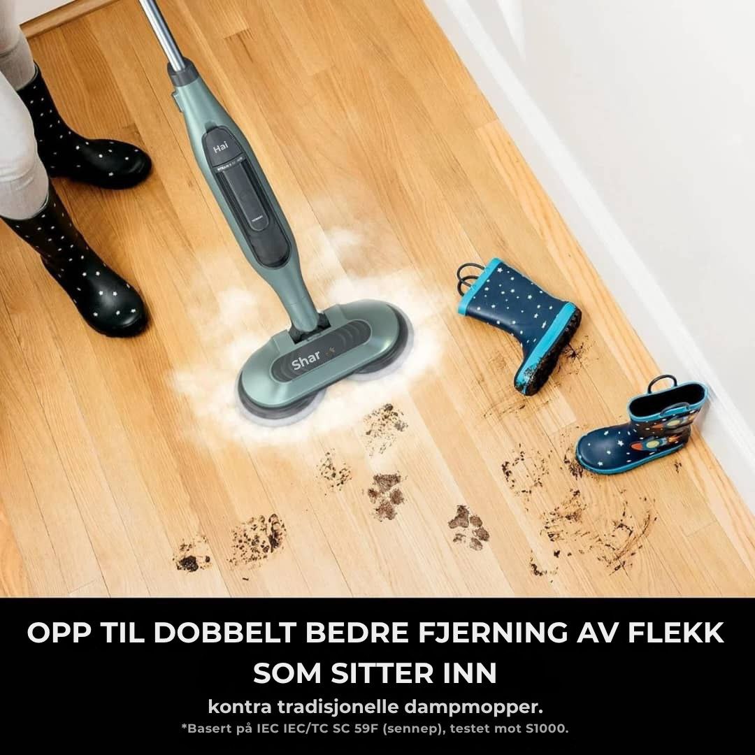 Shark® damp- og skuremopp – alt-i-ett med LED, XL-tank og 8 pads