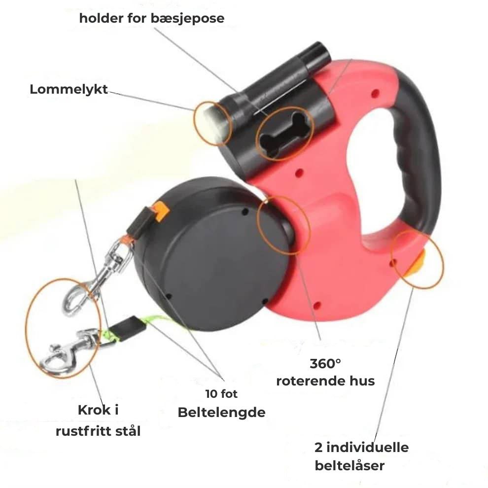 DuoLeash™ – 2-i-1 hundebånd med lys