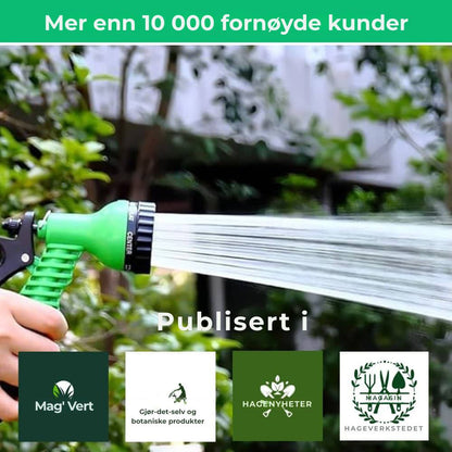 Aquaflex｜Uttrekkbar hageslange｜8 høytrykkssprøytemoduser