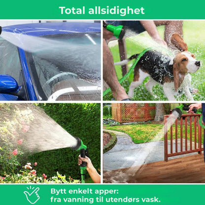 Aquaflex｜Uttrekkbar hageslange｜8 høytrykkssprøytemoduser