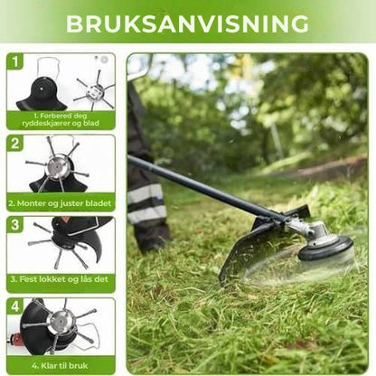 Gressklipperhodet har 6 grener flettet med slitesterk ståltråd