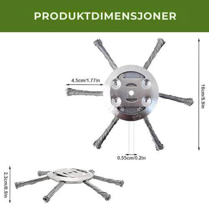 Gressklipperhodet har 6 grener flettet med slitesterk ståltråd