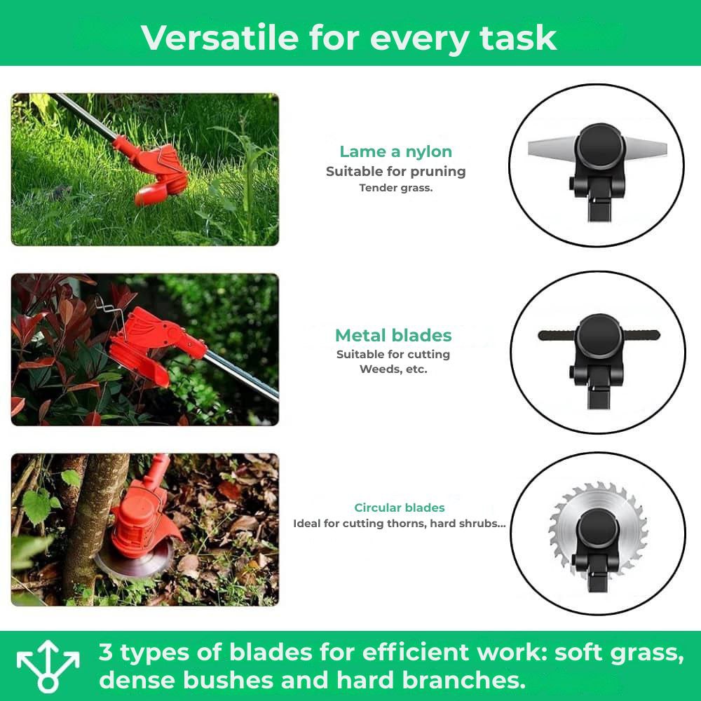 D80 PRO High-Power Cordless Brush Cutter – Cuts Grass, Bushes and Thick Branches